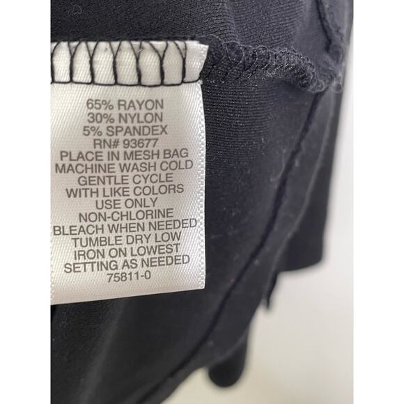 Liz Claiborne Blouse Scoop Neck Gold Button Sleeve‎ Pullover Stretch Black XL - Picture 4 of 10